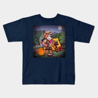 Cartoon Boxer Dog Ranger On Mysterious Campsite Kids T-Shirt